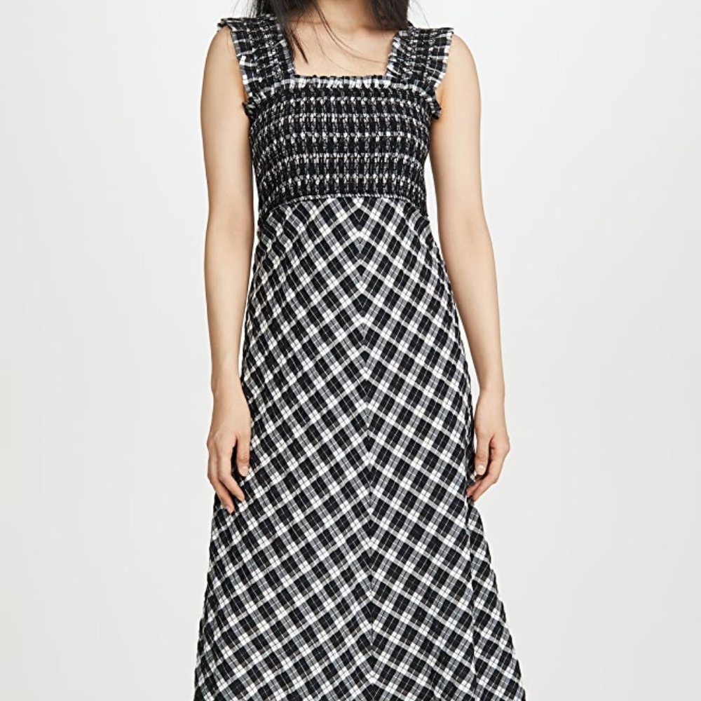 NWT GANNI Seersucker Check Dress (US 4/Small)